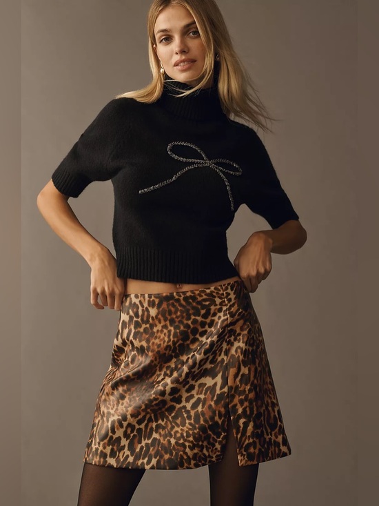 Maeve Dresses & Skirts - Maeve Faux Leather Side-Slit Micro Mini Skirt